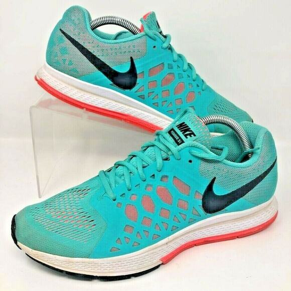 Nike Womens Zoom Pegasus 31 Running Shoes Green 654486-300 Lace Up Low Top 11M - Picture 1 of 12